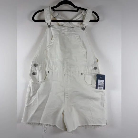 Women's Denim Shortalls - Universal Thread™ White  - 4, 6, & 8 - Picture 4 of 16